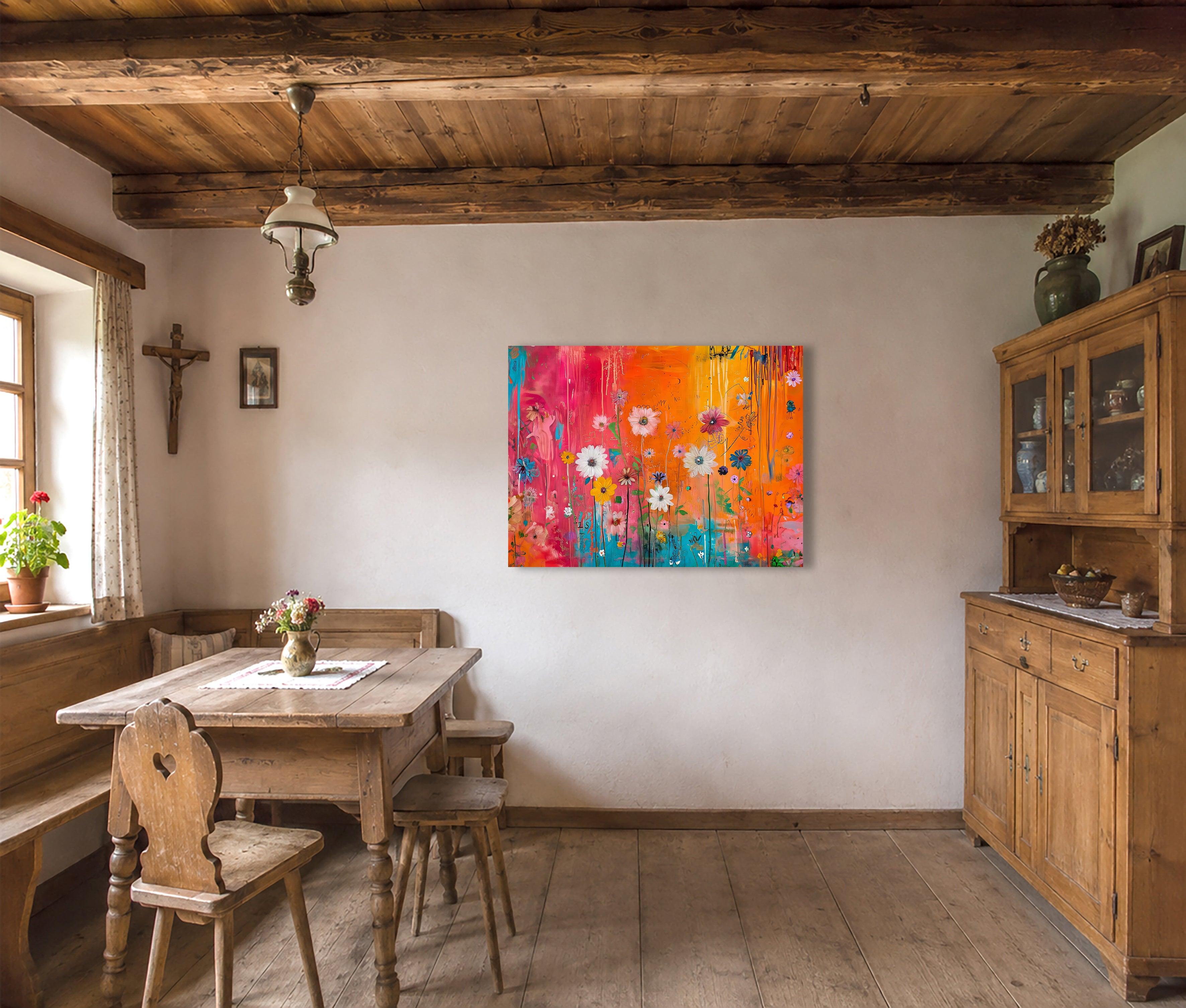 Wandbild Blumen Spachteltechnik Nr. 2 Kunstdruck auf Leinwand
