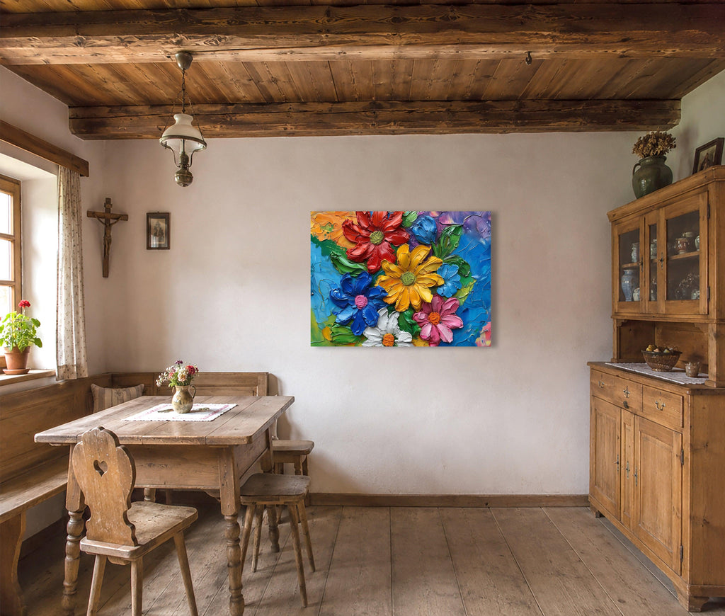 Wandbild Blumen Spachteltechnik Nr. 1 Kunstdruck auf Leinwand