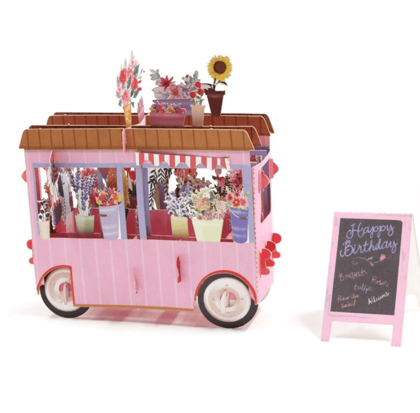 Pop Up Karte Blumenwagen Happy Birthday Geburtstag | Wandbild Galerie