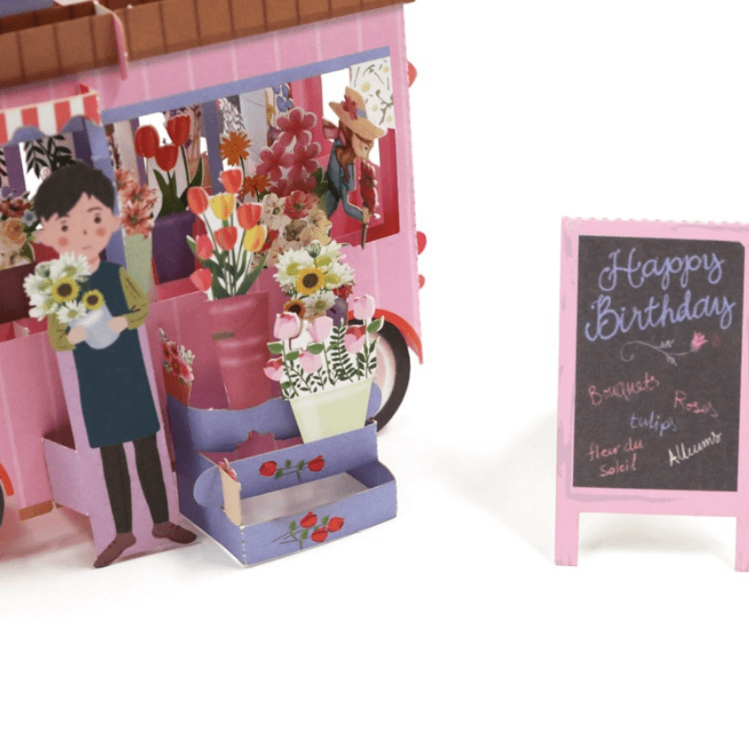Pop Up Karte Blumenwagen Happy Birthday Geburtstag | Wandbild Galerie