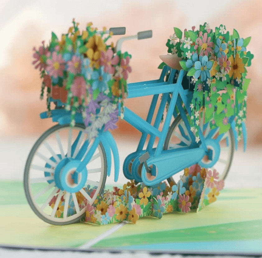 Pop Up Karte Fahrrad mit Blumen Geburtstagskarte | Wandbild Galerie