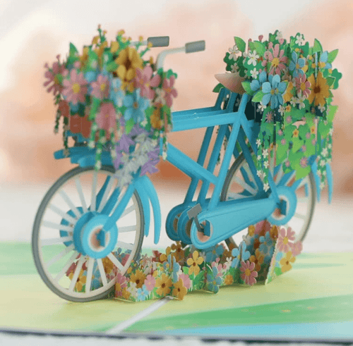 Pop Up Karte Fahrrad mit Blumen Geburtstagskarte | Wandbild Galerie