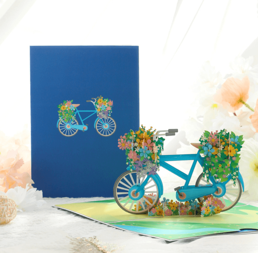 Pop Up Karte Fahrrad mit Blumen Geburtstagskarte | Wandbild Galerie