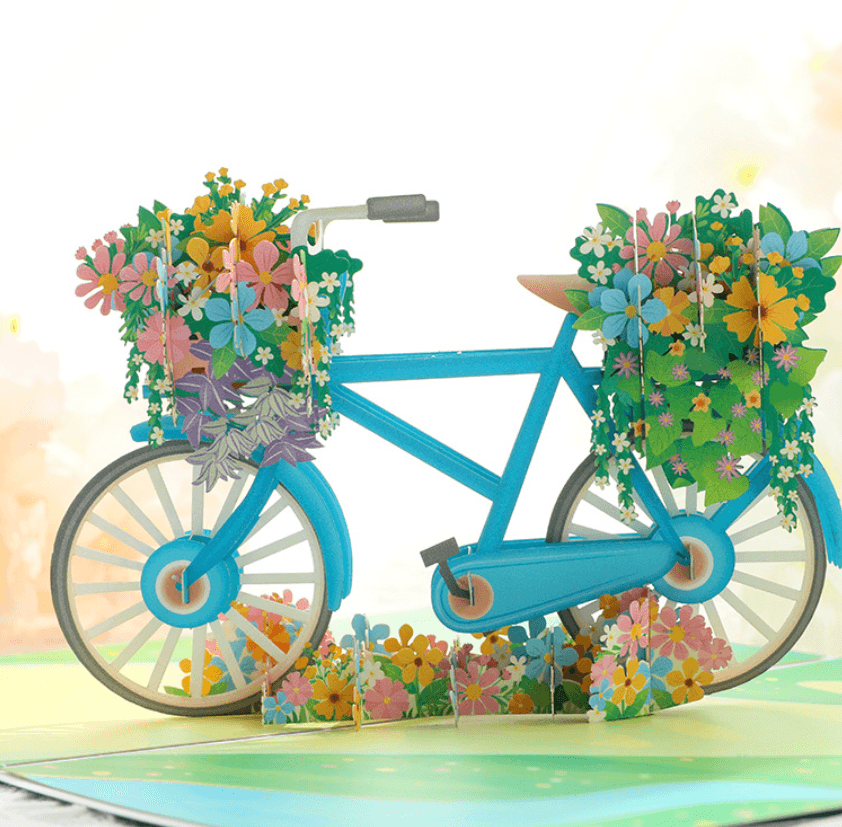 Pop Up Karte Fahrrad mit Blumen Geburtstagskarte | Wandbild Galerie