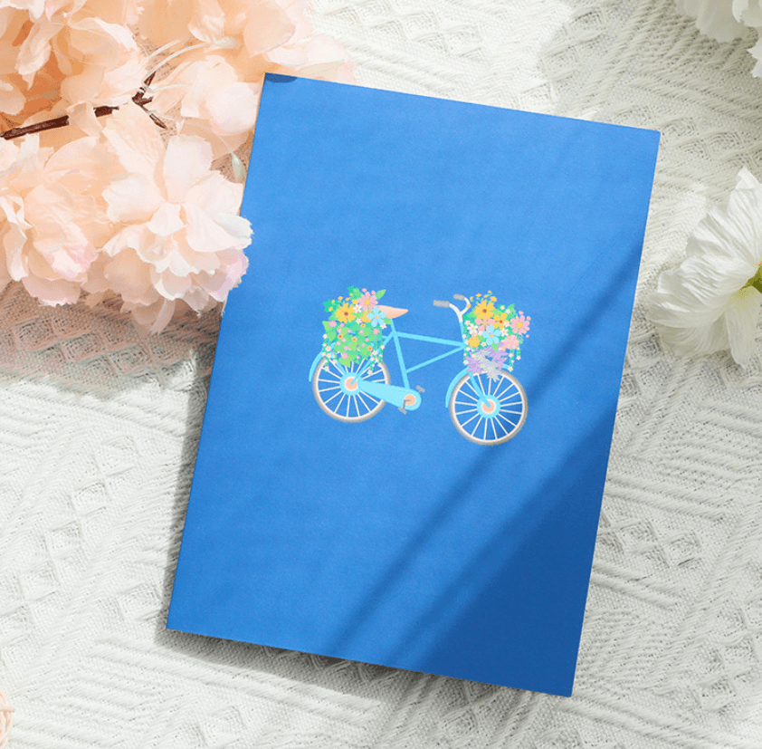 Pop Up Karte Fahrrad mit Blumen Geburtstagskarte | Wandbild Galerie