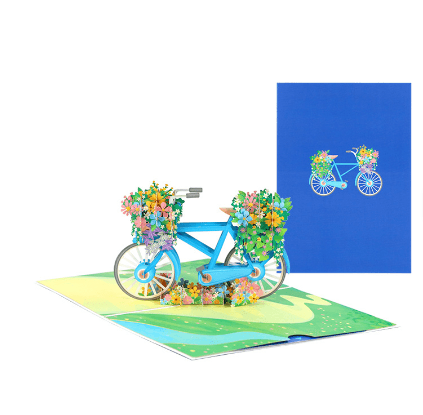 Pop Up Karte Fahrrad mit Blumen Geburtstagskarte | Wandbild Galerie