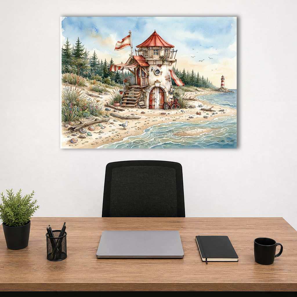 Wandbild Hausboot Karikatur 7 Kunstdruck auf Leinwand
