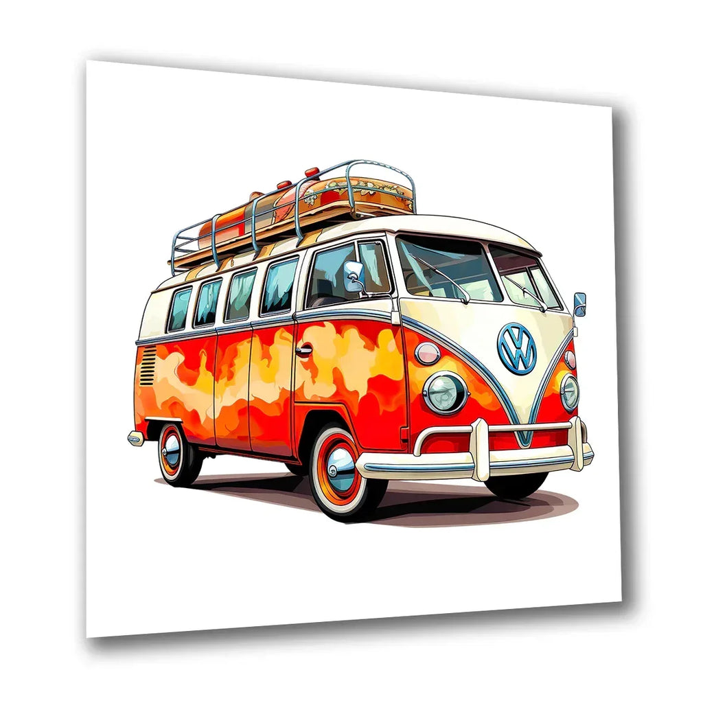 Campingbus VW 12 Wandbild Kunstdruck auf Leinwand | Wandbild Galerie