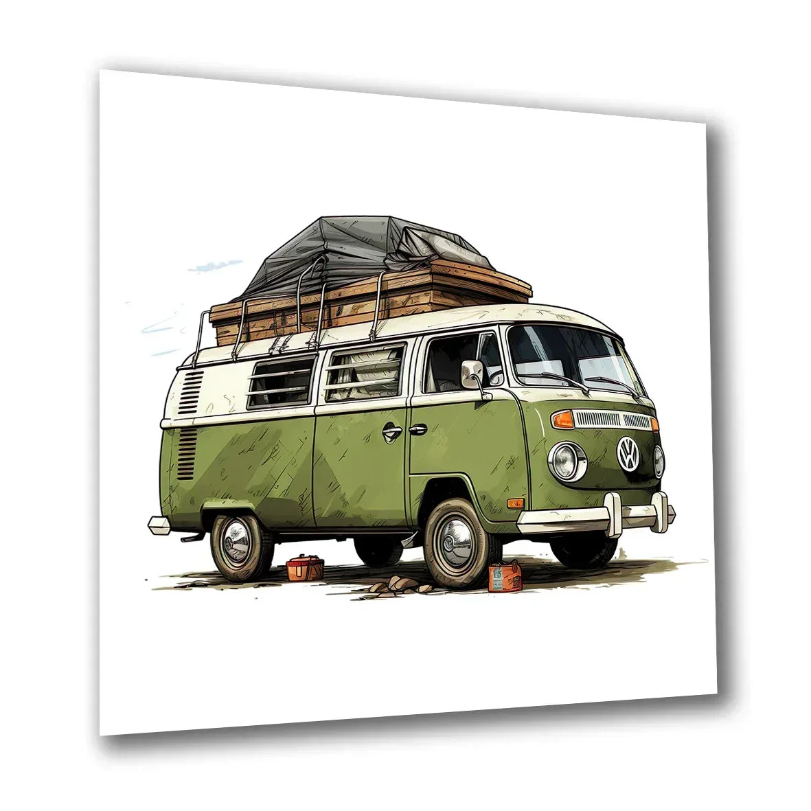 Campingbus VW 13 Wandbild Kunstdruck auf Leinwand | Wandbild Galerie