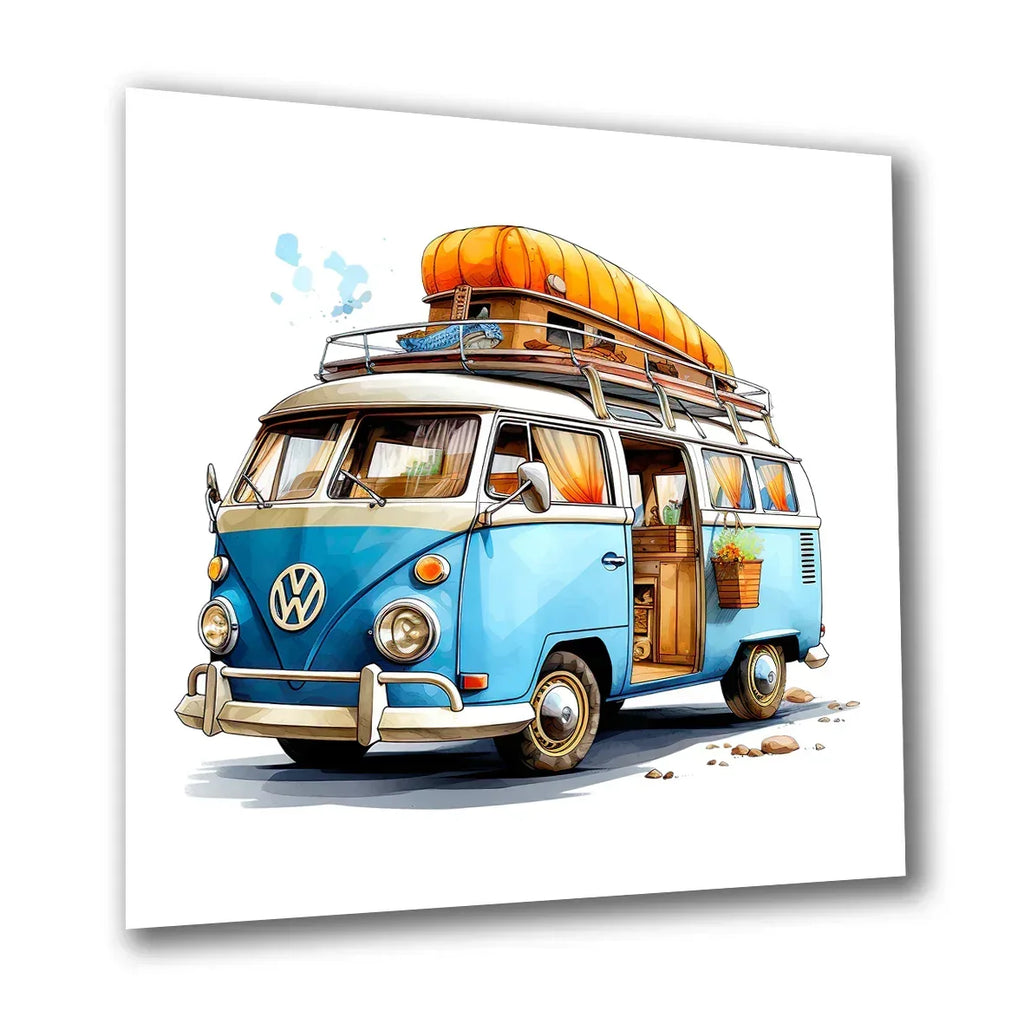 Campingbus VW 3 Wandbild Kunstdruck auf Leinwand | Wandbild Galerie