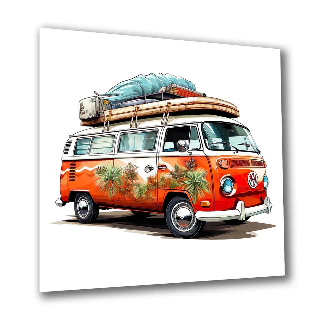 Campingbus VW 4 Wandbild Kunstdruck auf Leinwand | Wandbild Galerie