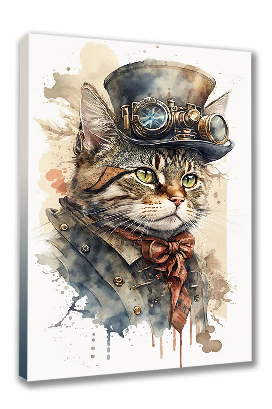 Wandbild Katzen in Steampunk 8 Kunstdruck auf Leinwand direkt zum Aufhängen | Wandbild Galerie