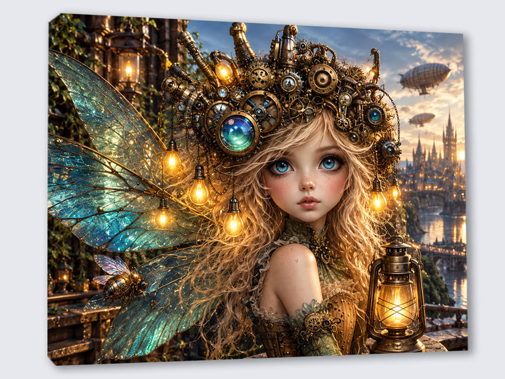 Steampunk Elfenprinzessin – Fantasie Wandbild fürs Mädchenzimmer
