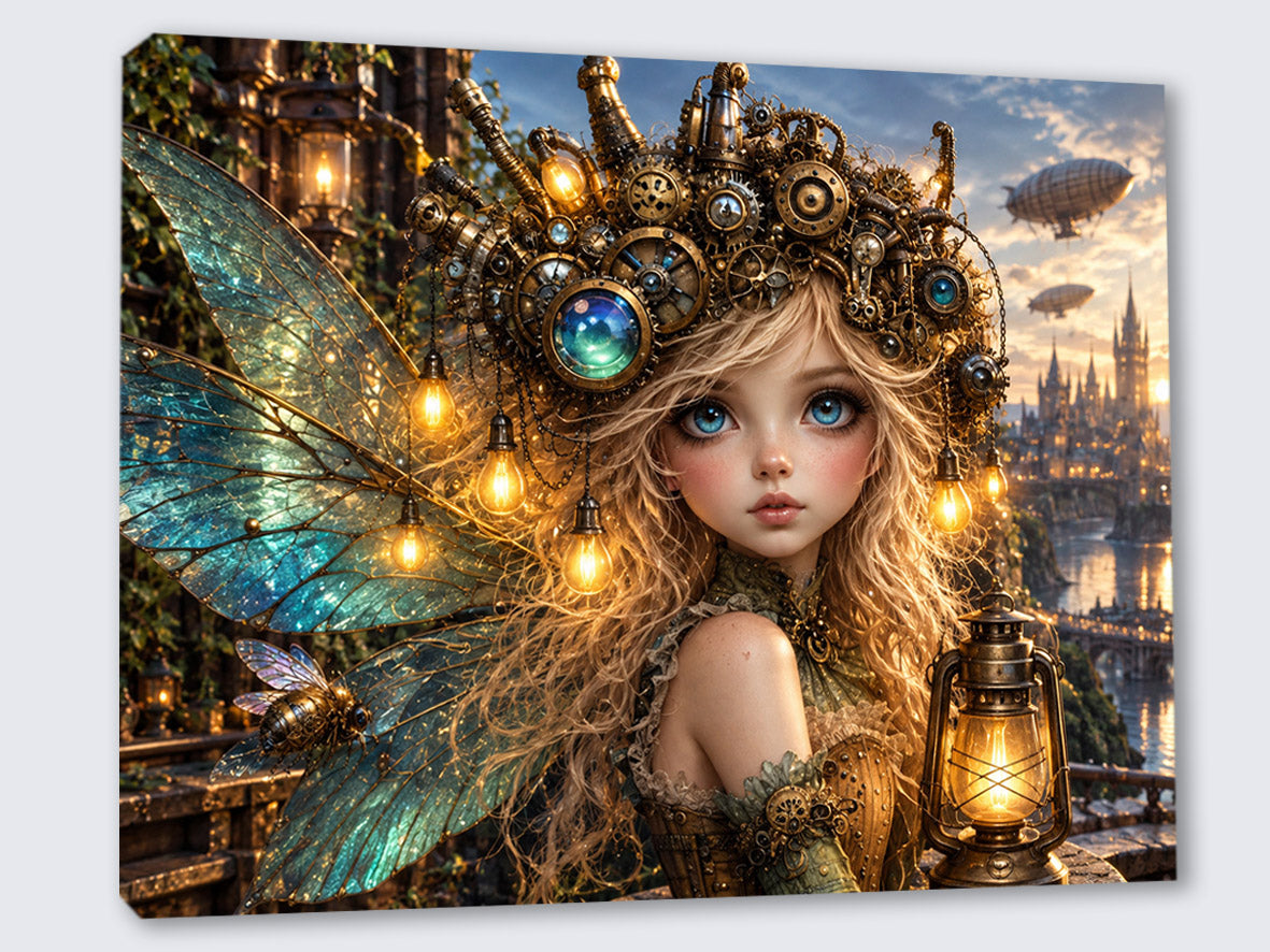 Steampunk Elfenprinzessin – Fantasie Wandbild fürs Mädchenzimmer