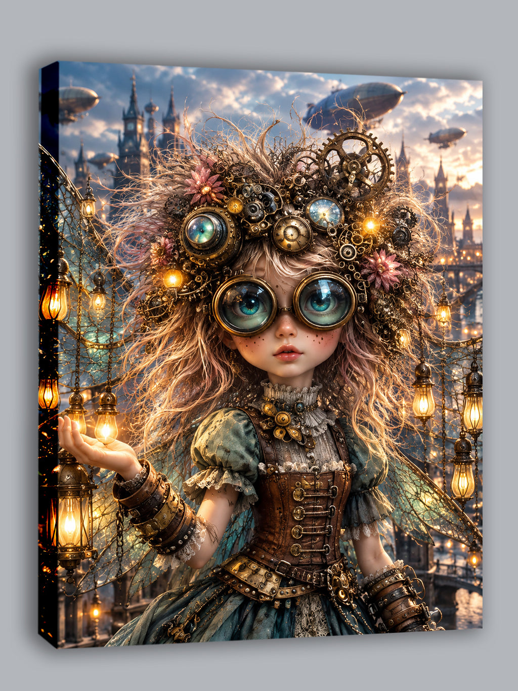 Steampunk Laternenfee – Magisches Wandbild fürs Kinderzimmer