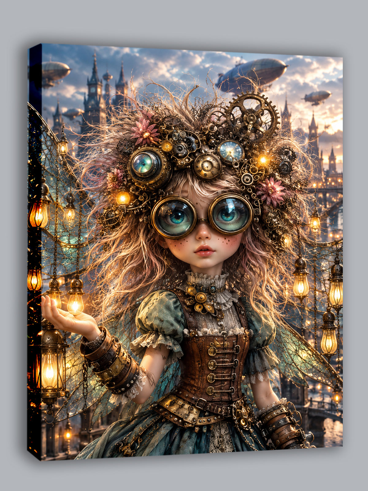 Steampunk Laternenfee – Magisches Wandbild fürs Kinderzimmer