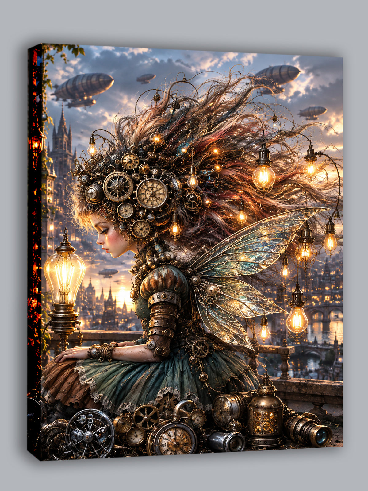 Steampunk Uhrmacherfee – Magisches Wandbild fürs Mädchenzimmer