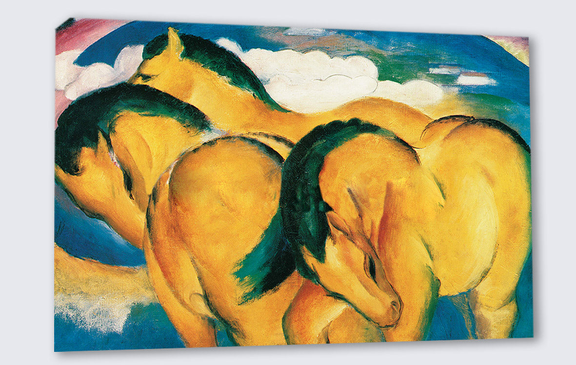 Wandbild Franz Marc Die kleinen gelben Pferde Kunstdruck auf Leinwand