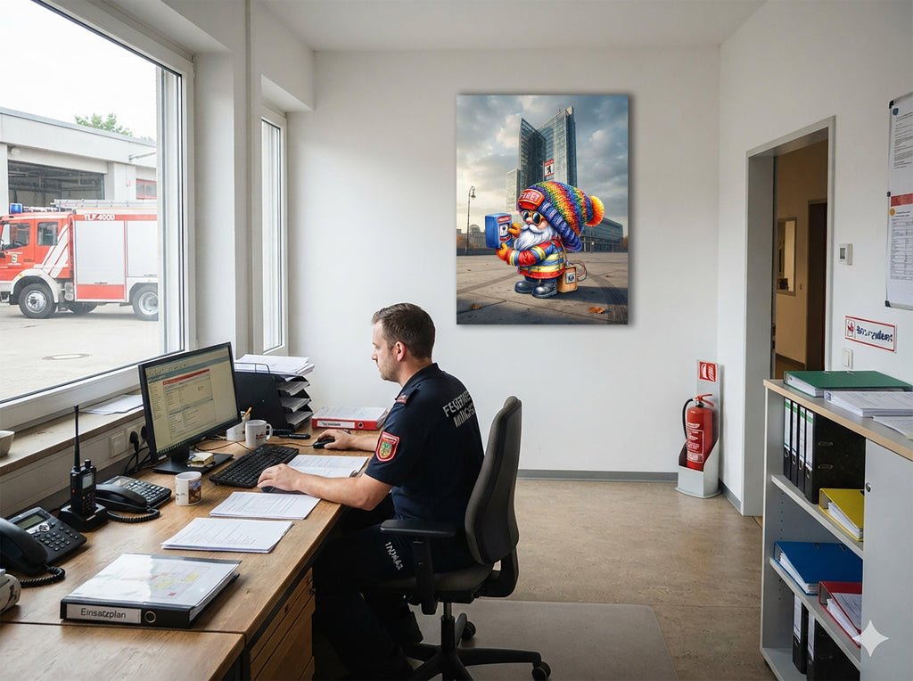 Feuerwehr Wichtel Berlin Notruf Meldekasten Kunstdruck auf Leinwand