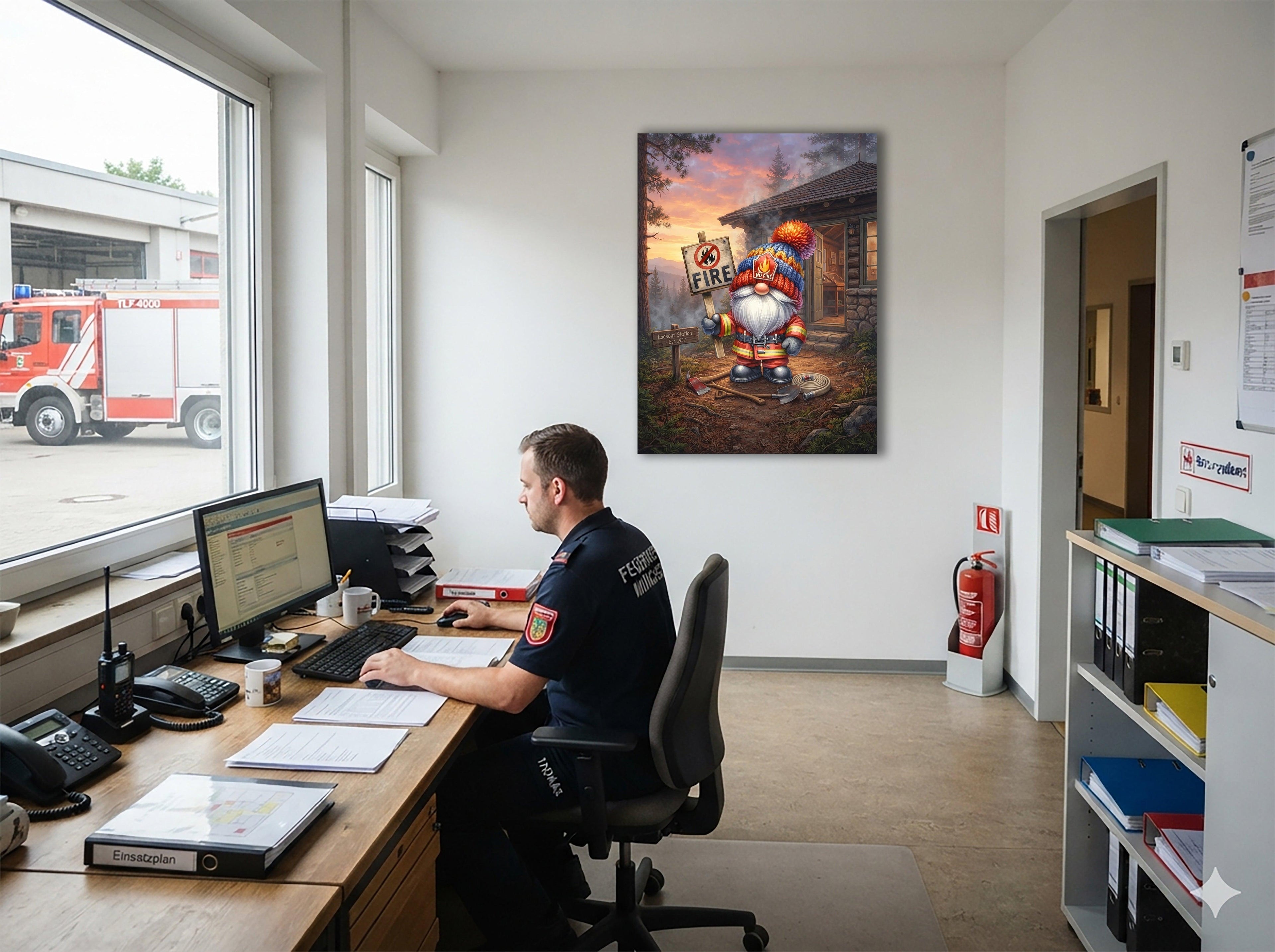 Feuerwehr Wichtel Lookout Station Waldbrandwächter Kunstdruck auf Leinwand