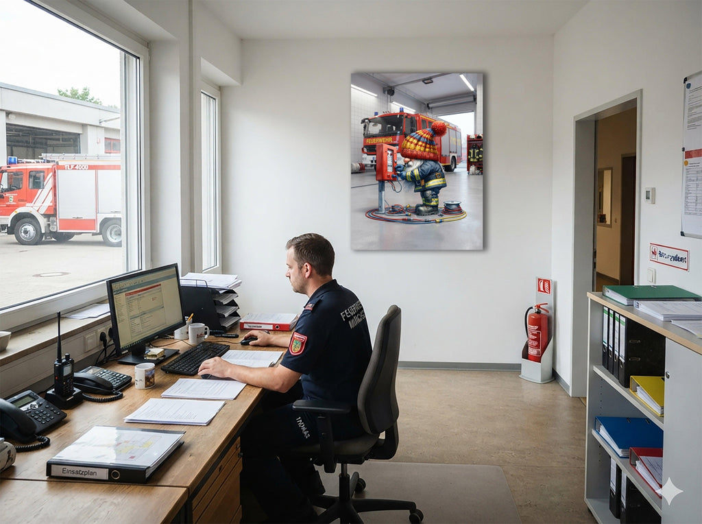 Feuerwehr Wichtel Techniker am Alarmkasten Kunstdruck auf Leinwand