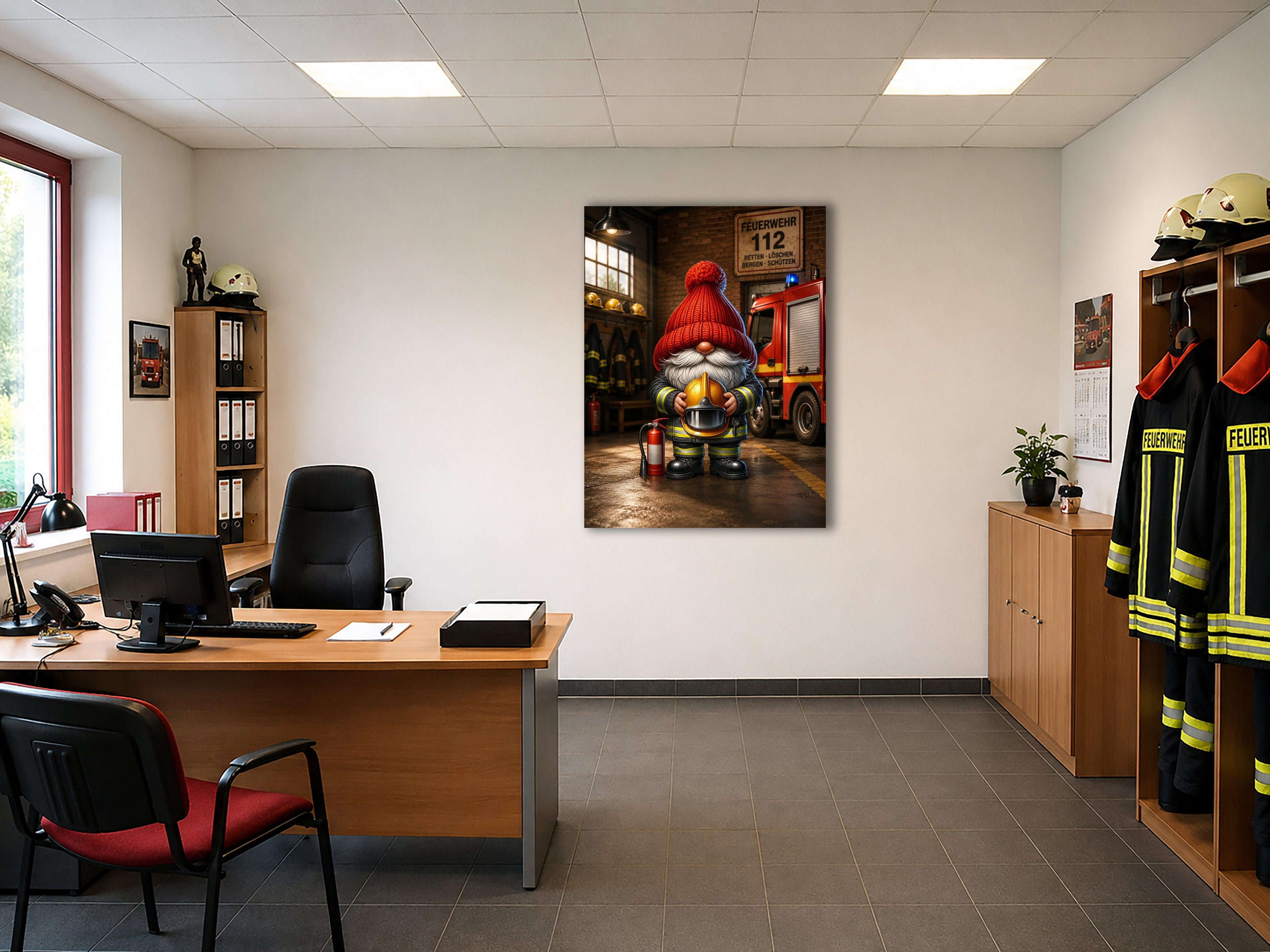 Feuerwehr Wichtel in der Feuerwache Kunstdruck auf Leinwand