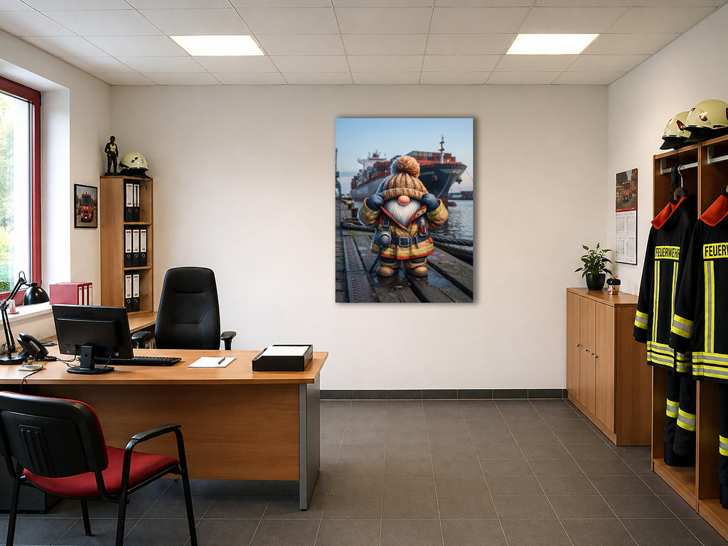 Feuerwehr Wichtel Hafenfeuerwehr am Containerhafen Kunstdruck auf Leinwand