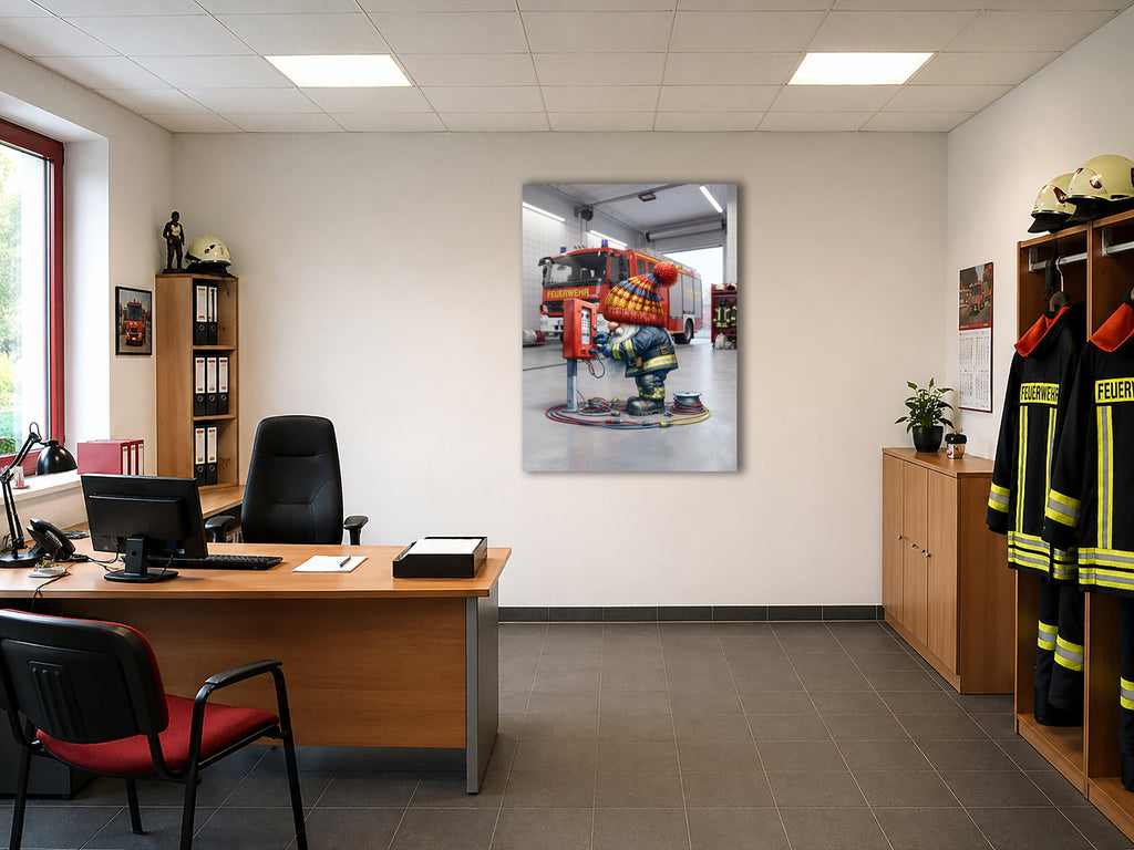 Feuerwehr Wichtel Techniker am Alarmkasten Kunstdruck auf Leinwand