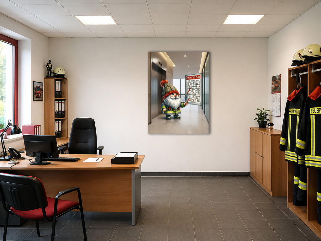 Feuerwehr Wichtel Brandschutzbeauftragter Fluchtwegeplan Kunstdruck auf Leinwand