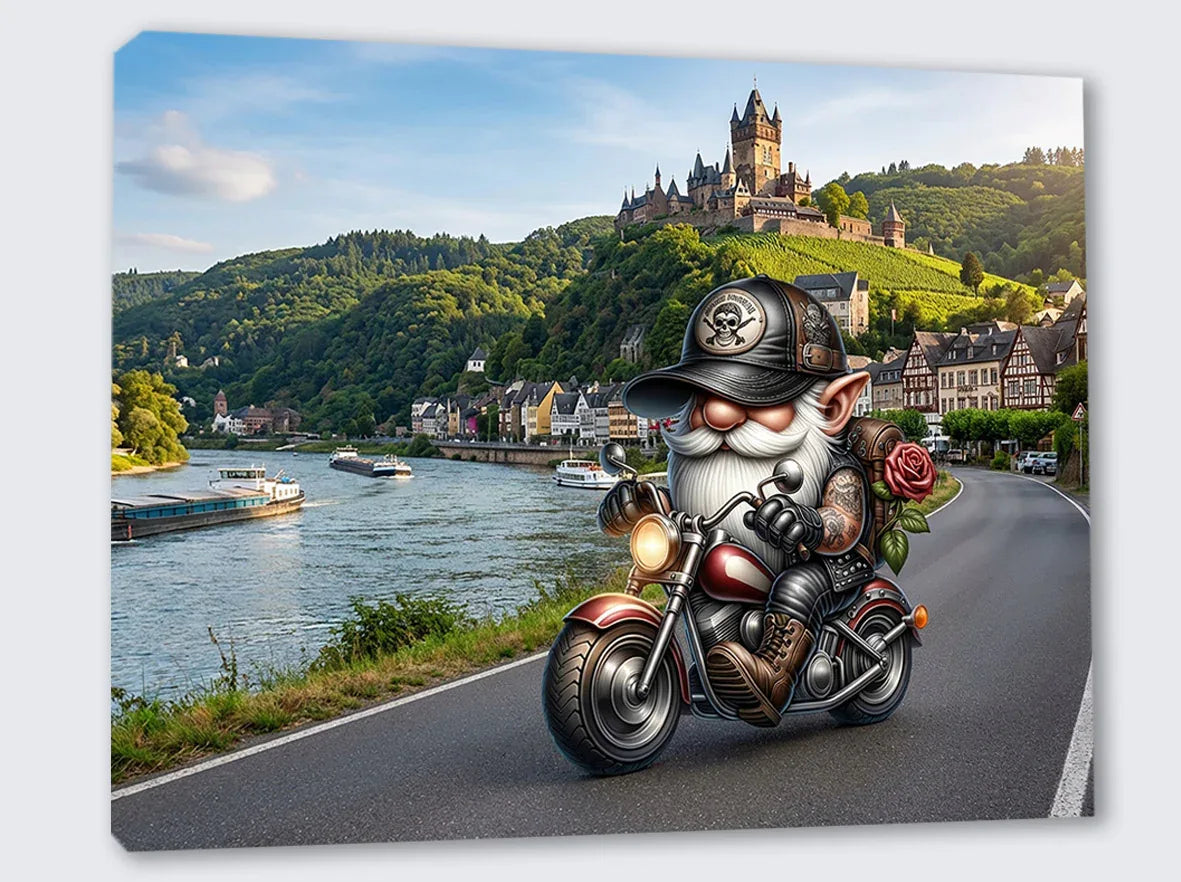 Wandbild Rocker Wichtel am Rhein Kunstdruck auf Leinwand | Wandbild Galerie