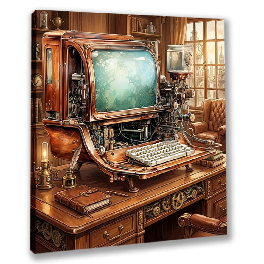 Wandbild Computer Steampunk 10 Kunstdruck auf Leinwand | Wandbild Galerie