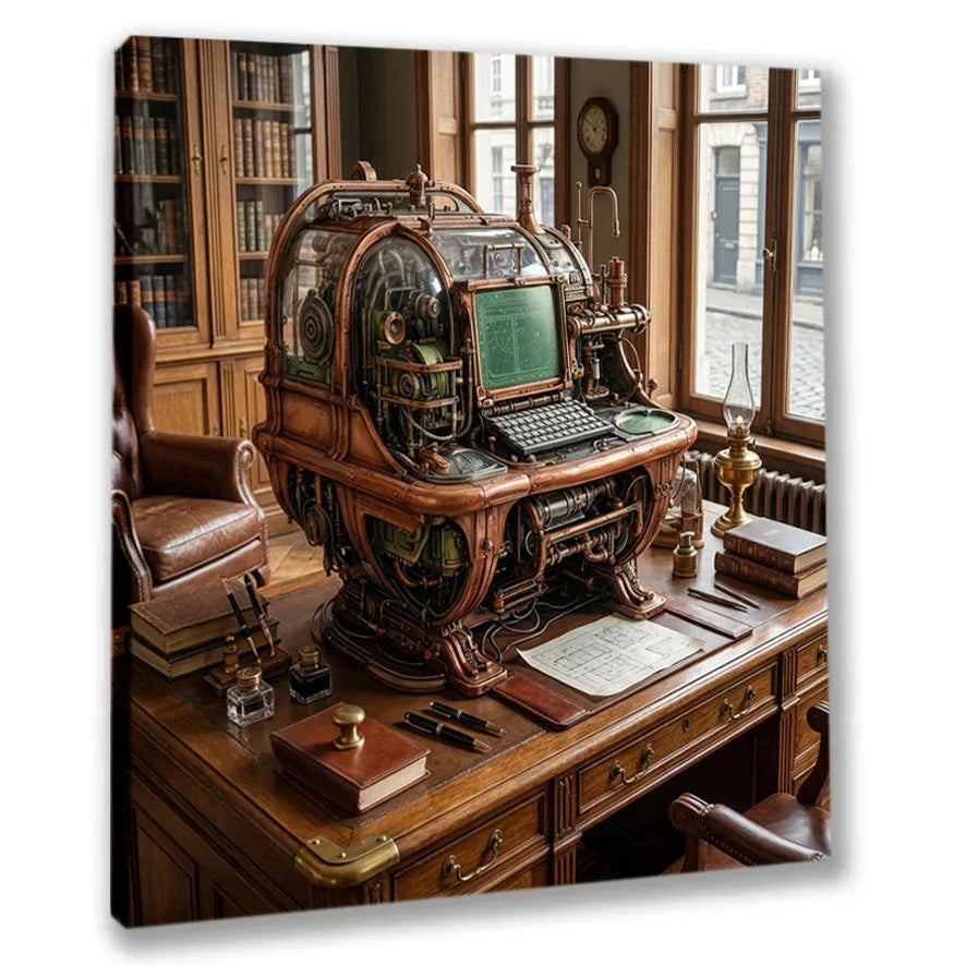 Wandbild Computer Steampunk 9 Kunstdruck auf Leinwand | Wandbild Galerie