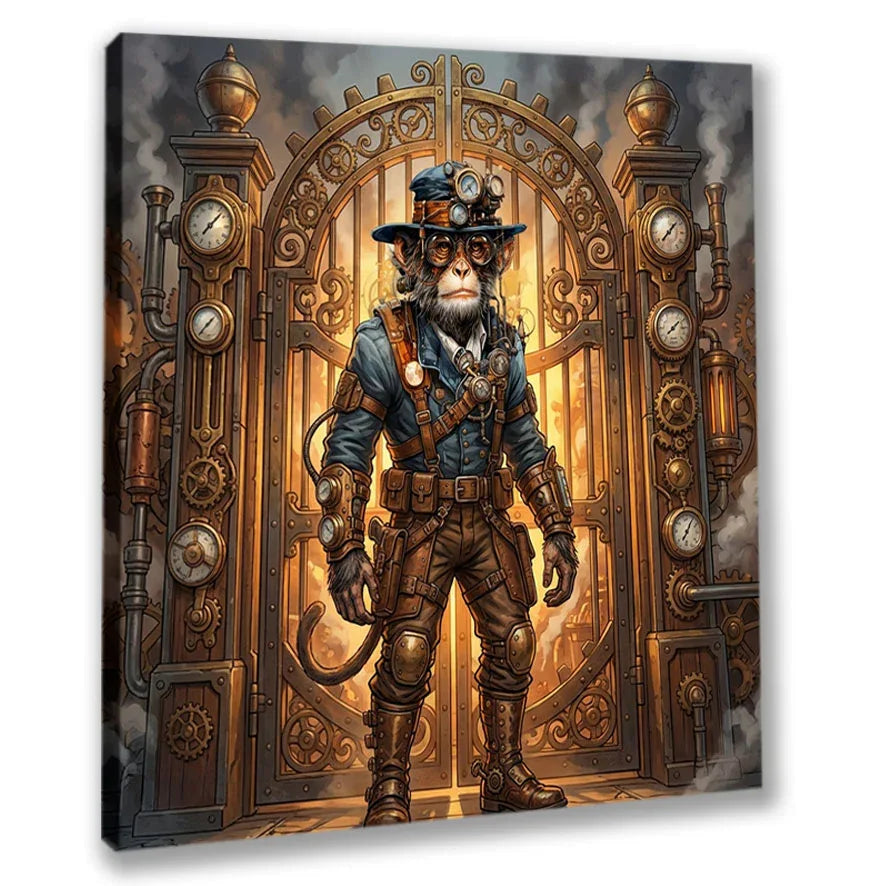 Wandbild Affe 5 Steampunk Leinwandbild auf Keilrahmen aus Holz | Wandbild Galerie