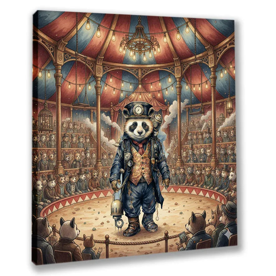Wandbild Panda 9 Steampunk Kunstdruck auf Leinwand direkt zum Aufhängen | Wandbild Galerie