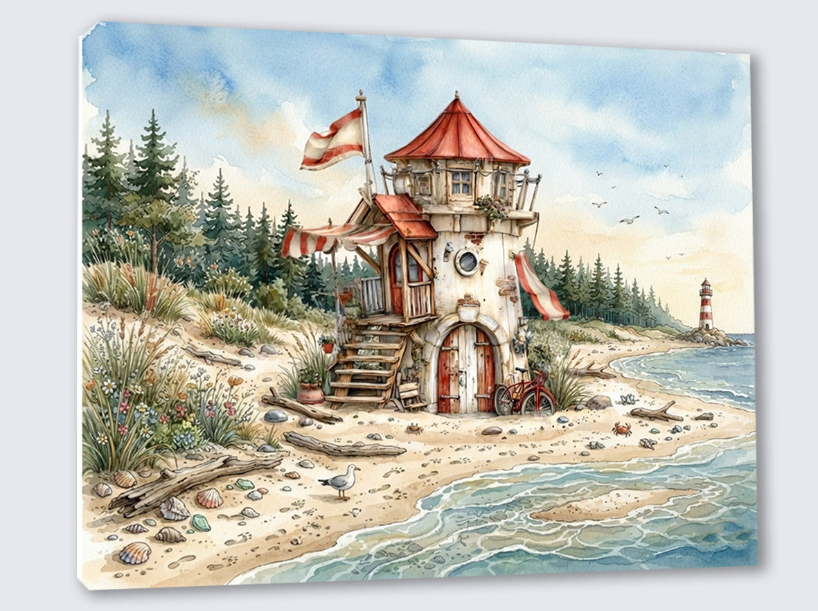 Wandbild Hausboot Karikatur 7 Kunstdruck auf Leinwand