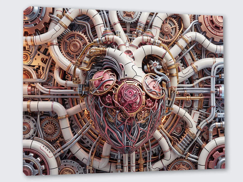 Wandbild Herz Steampunk Stil Kunstdruck auf Leinwand | Wandbild Galerie