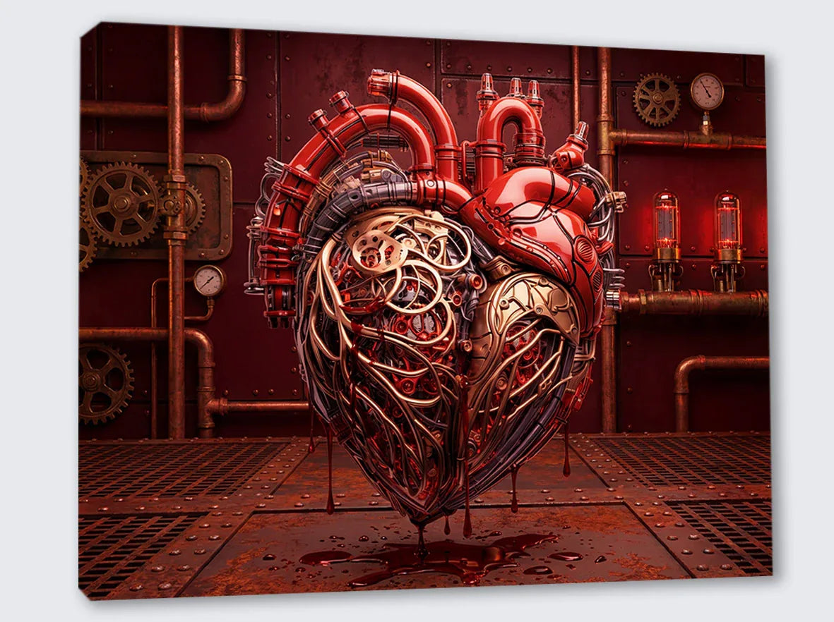 Wandbild Herz 22 Steampunk Stil Kunstdruck auf Leinwand | Wandbild Galerie
