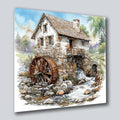 Wassermühle romantisch 4 Wandbild Kunstdruck auf Leinwand | Wandbild Galerie