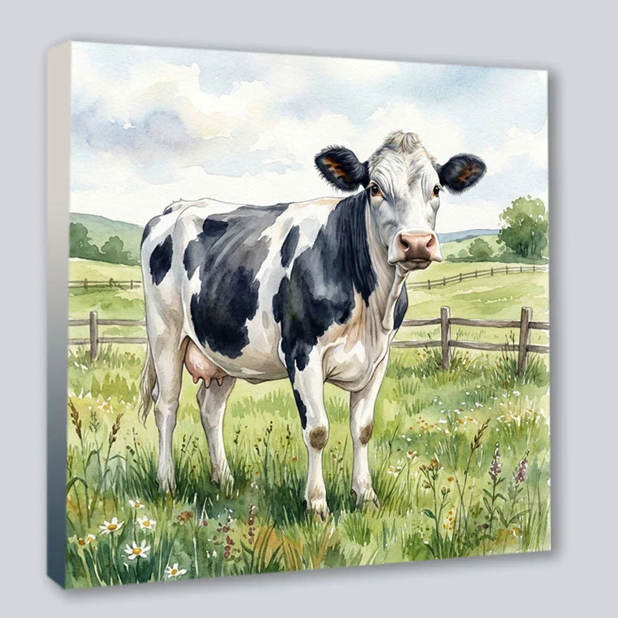 Wandbild Kuh Milchkuh Kunstdruck auf Leinwand direkt zum Aufhängen | Wandbild Galerie