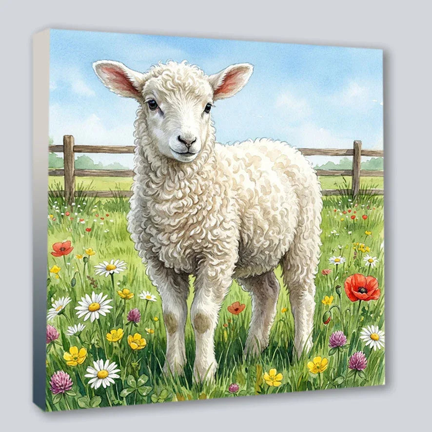 Wandbild Lämmchen 1 Kunstdruck auf Leinwand direkt zum Aufhängen | Wandbild Galerie