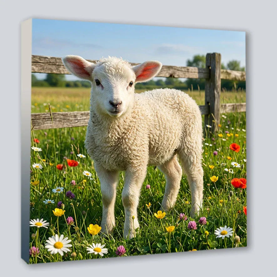 Wandbild Lämmchen 9 Kunstdruck auf Leinwand direkt zum Aufhängen | Wandbild Galerie