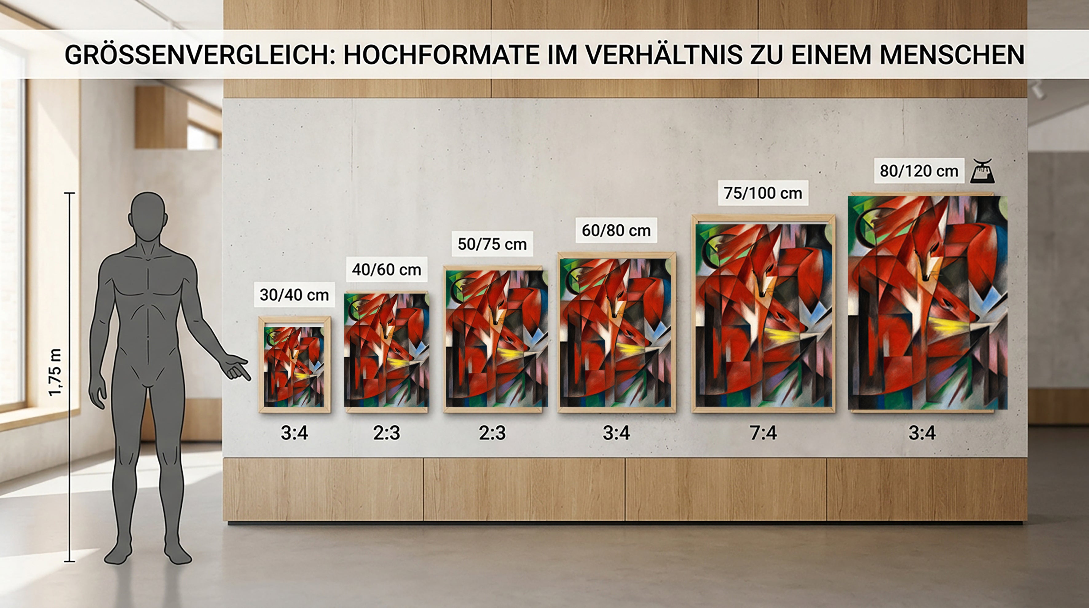 Wandbild Franz Marc Die Füchse Nr. 4 Kunstdruck auf Leinwand