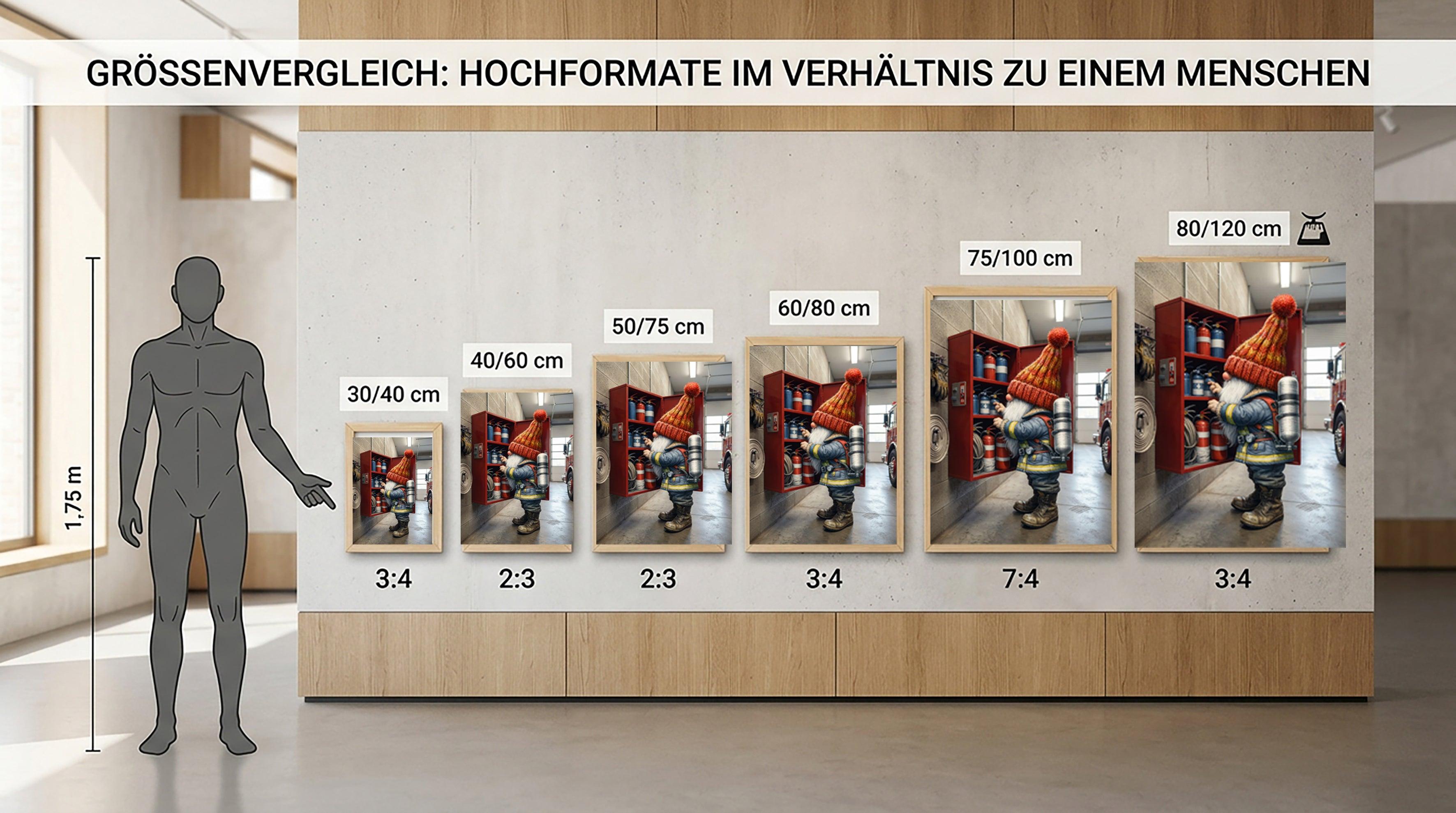 Feuerwehr Wichtel am Feuerlöscher-Schrank Kinderzimmer Kunstdruck auf Leinwand Nr. 2