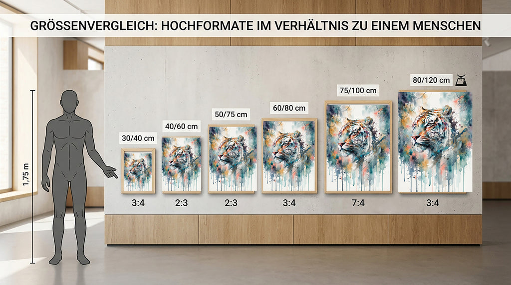 Wandbild Tiger Weißer Tiger Aquarell Farbspritzer Dschungel Kunstdruck auf Leinwand