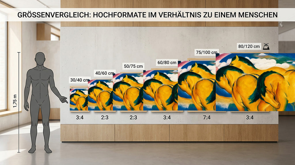 Wandbild Franz Marc Die kleinen gelben Pferde Kunstdruck auf Leinwand