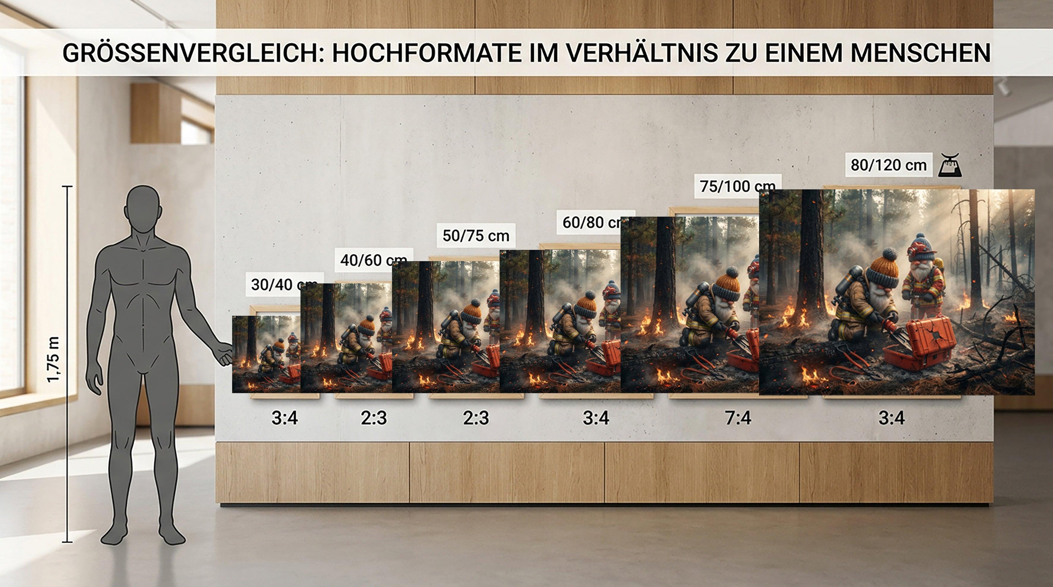 Feuerwehr Wichtel nach dem Waldbrand Kunstdruck auf Leinwand