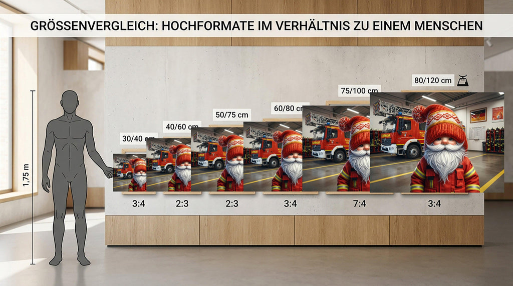 Feuerwehr Wichtel vor dem Feuerwehrauto Kunstdruck auf Leinwand Nr. 5