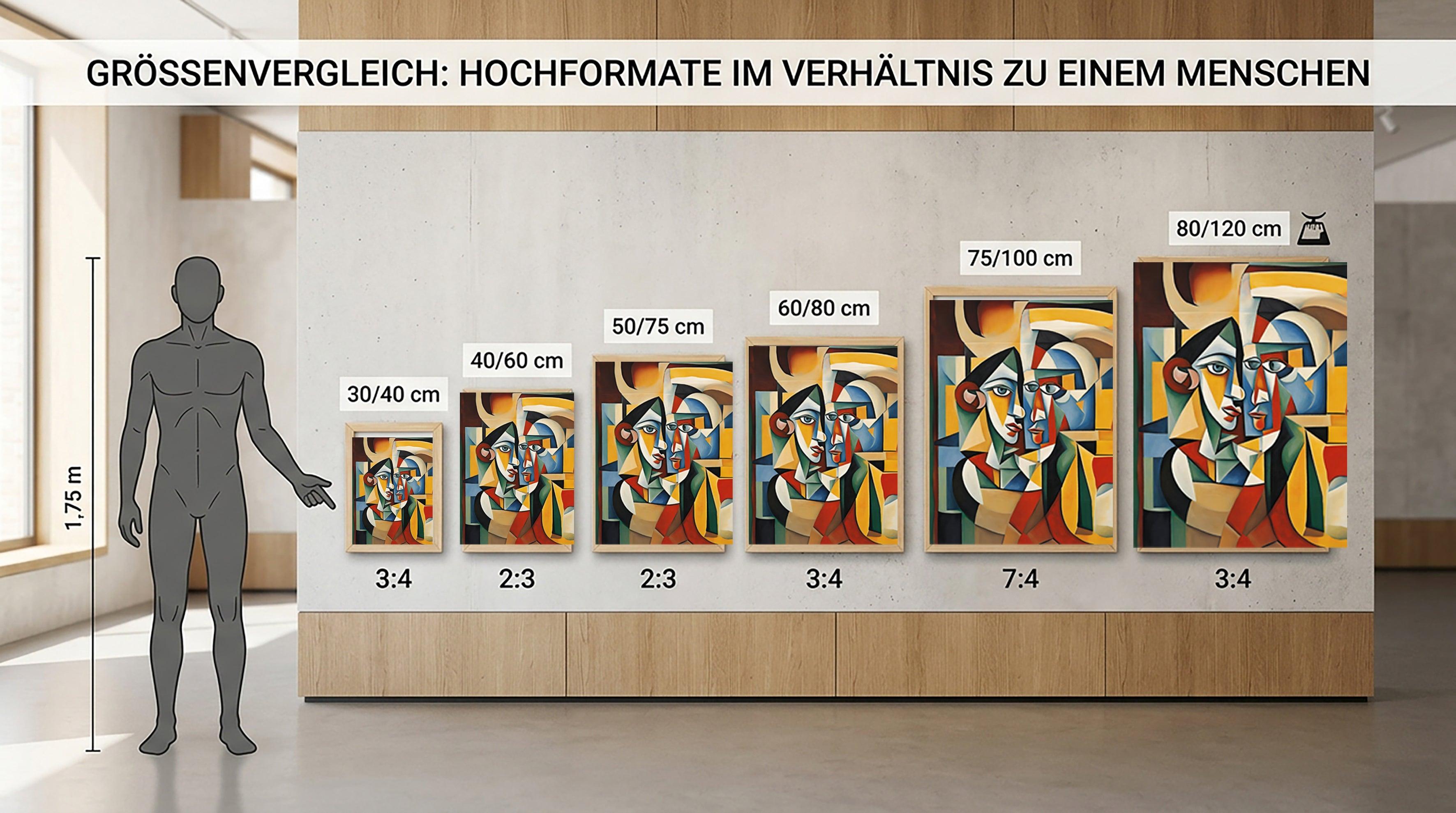 Wandbild Kubistisches Paar Picasso Style Kunstdruck auf Leinwand