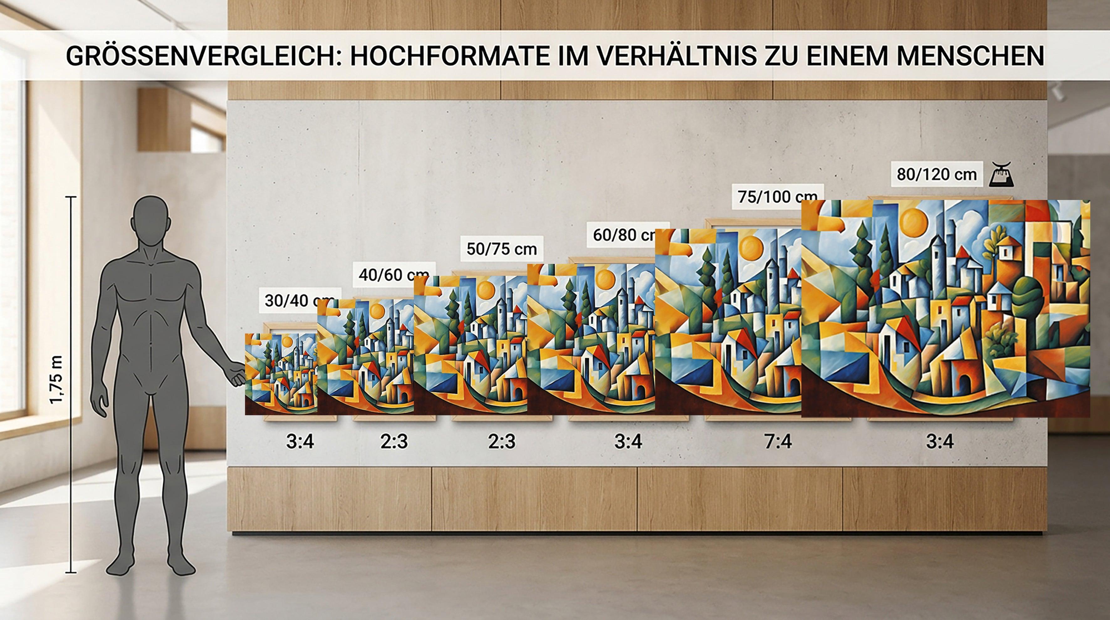 Wandbild Mediterranes Dorf Picasso Style Kunstdruck auf Leinwand