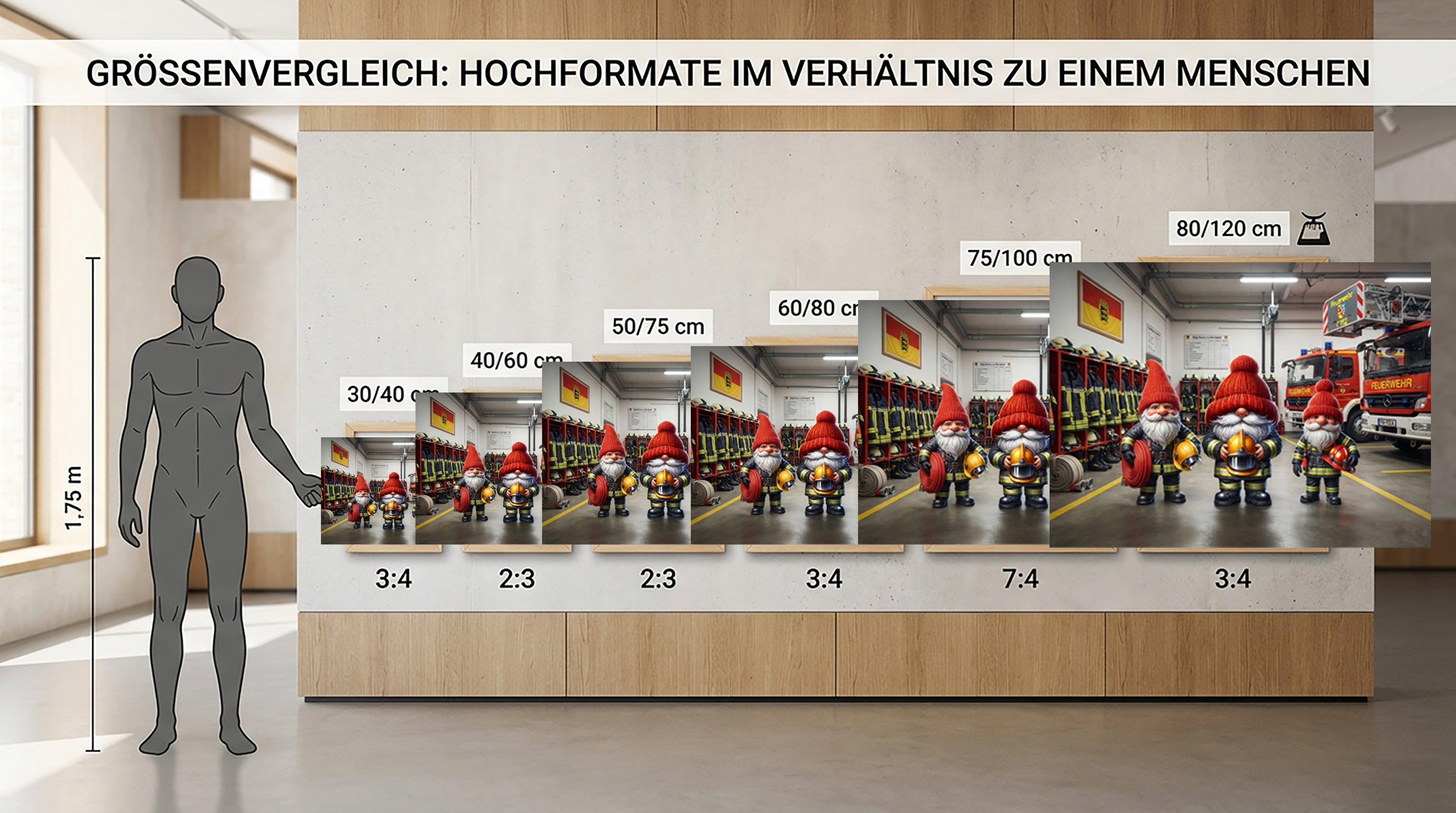 Drei Feuerwehr Wichtel in der Feuerwache Kunstdruck auf Leinwand Nr. 7
